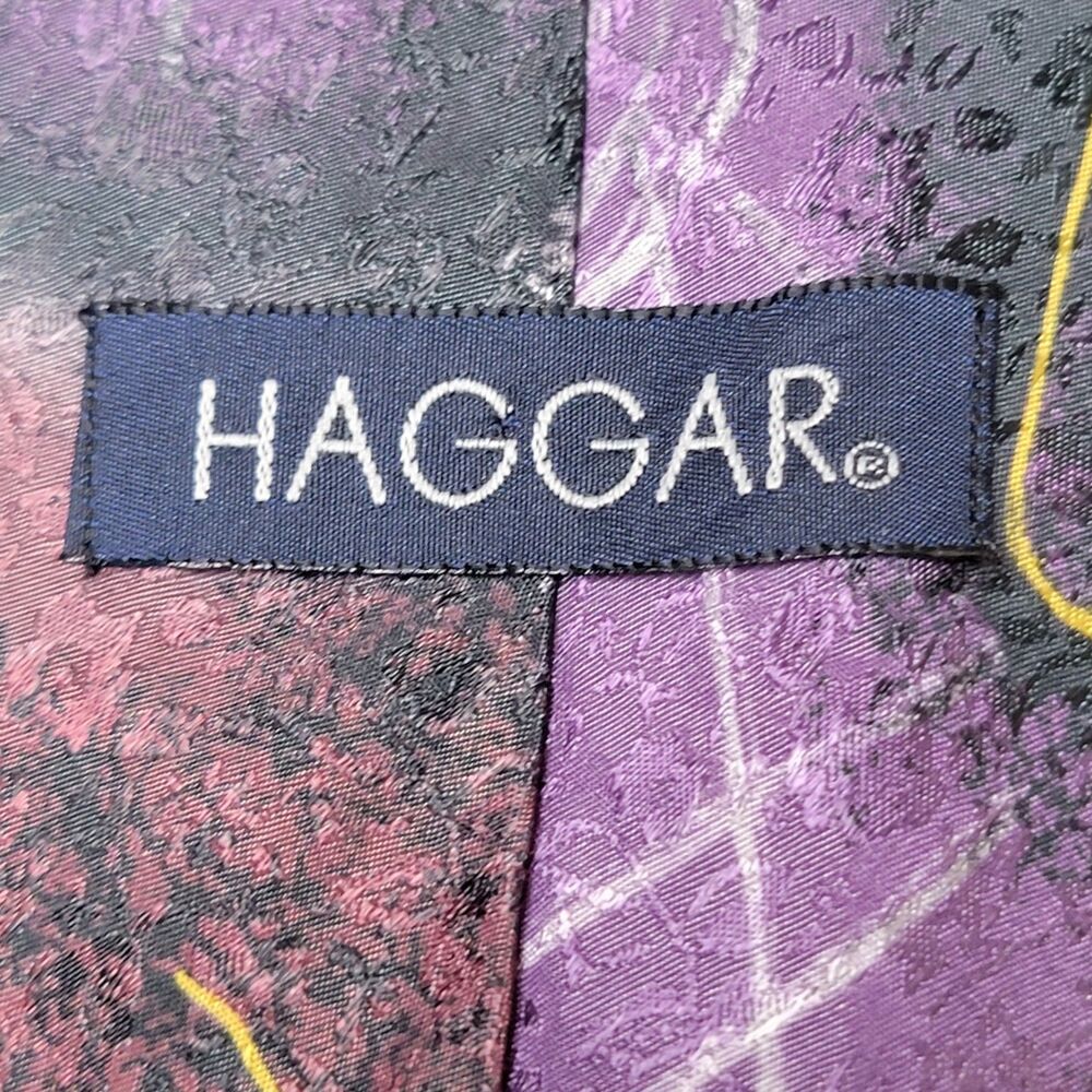 Vintage Haggar Artsy Tie Purple Multicolor Men's Neck Retro Abstract 90s Y2K - Picture 3 of 5